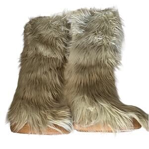 Jeffrey Campbell Fluffy Ok Knee High Platform Boots In Mint Green Size 5